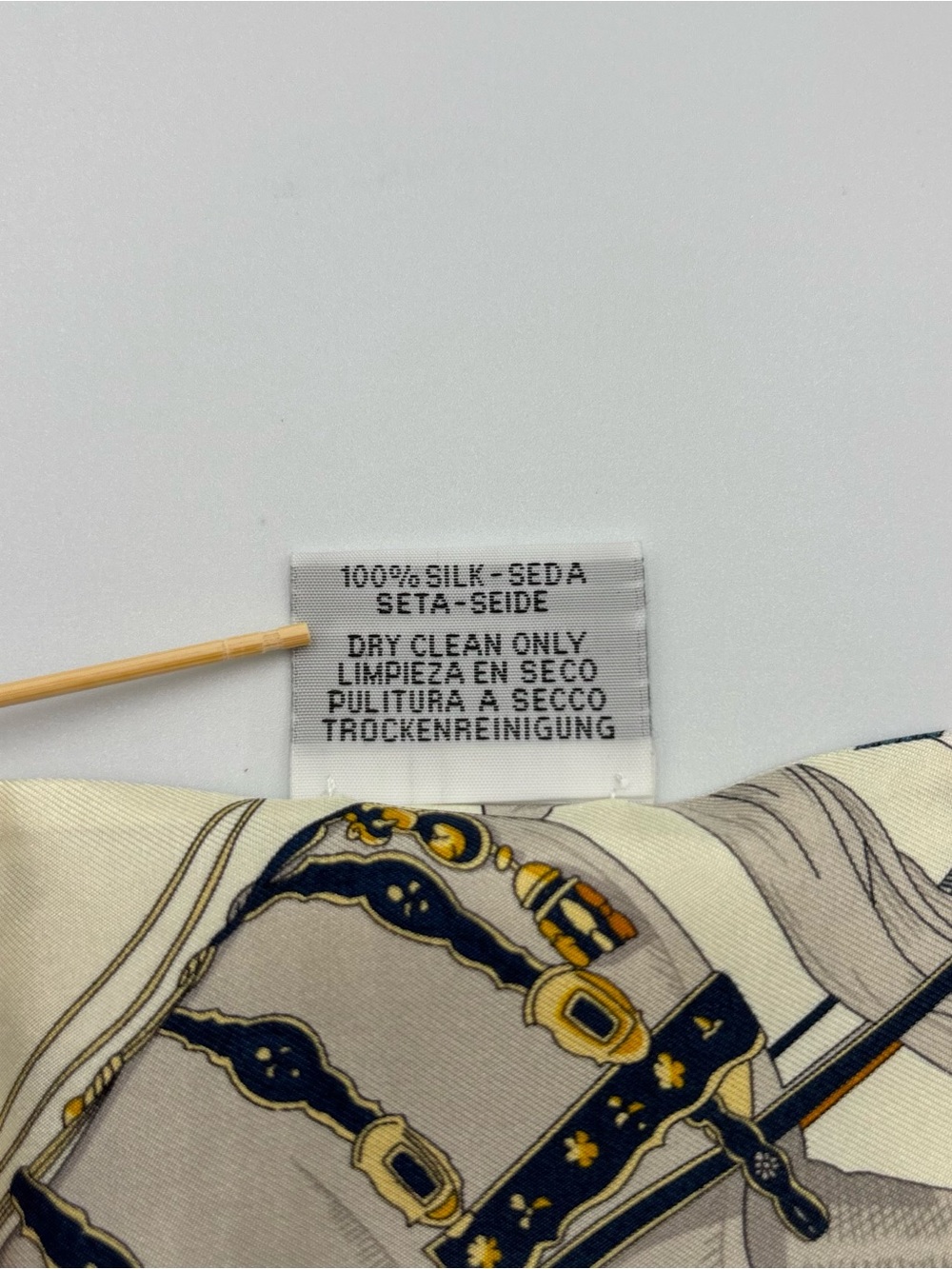 Hermes Grand Apparat Twilly Silk Scarf Ivoire Marine Rose Navy Pink Equestrian - Picture 6 of 6